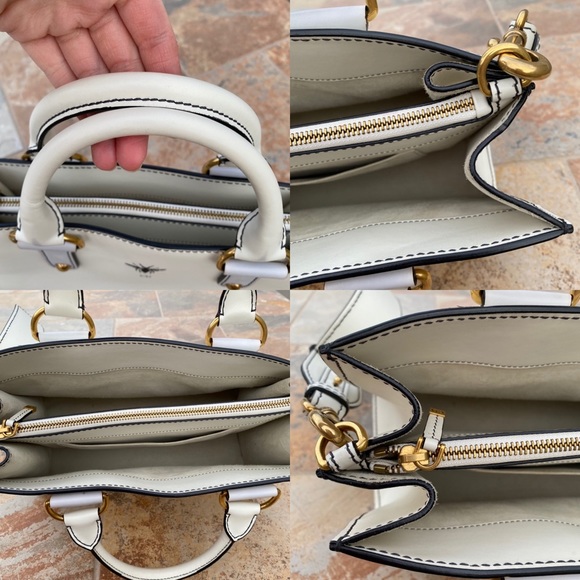 SOLD Christian Dior White Leather D-Bee Top Handle Bag - Picture 11 of 16